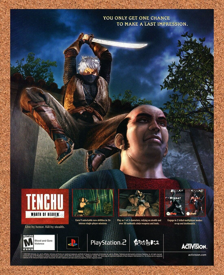 Tenchu Wrath Of Heaven PS2 Original 2003 Print Ad Authentic Video Game Art Promo