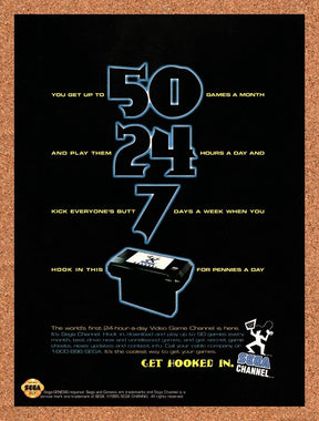1995 Sega Channel  Original Advertisement / Retro Wall Art v3