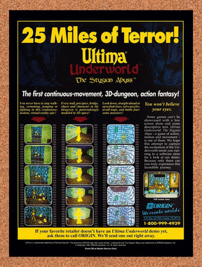 1992 Ultima Underworld The Stygian Abyss MS-DOS Original Ad / Promo v1
