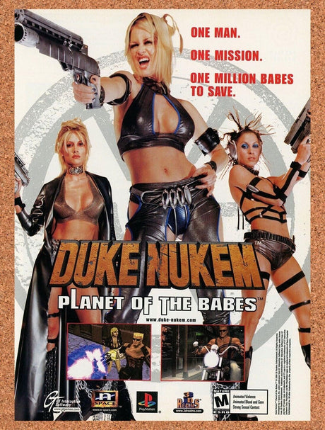 2000 Duke Nukem Planet Of The Babes PS1 Original Advertisement / Retro Promo v1