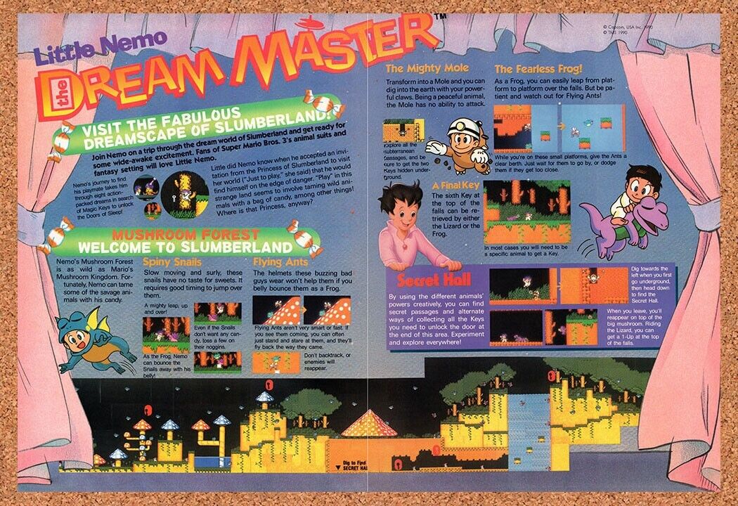 1989 Little Nemo The Dream Master NES Original Advertisement / Retro Wall Art v2