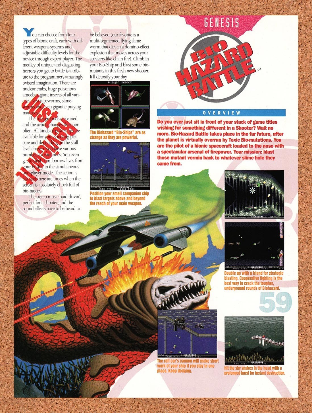 1992 Bio-Hazard Battle Genesis Original Advertisement / Retro Promo vr1