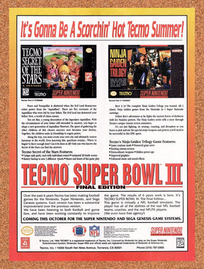 1995 Tecmo SNES Games Ninja Gaiden Trilogy Original Ad / Retro Wall Art v1