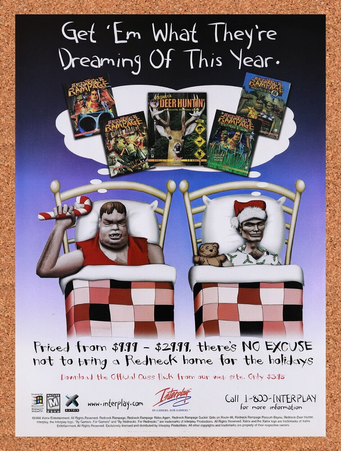 1999 Interplay PC Games Christmas Original Advertisement / Retro Wall Art v4
