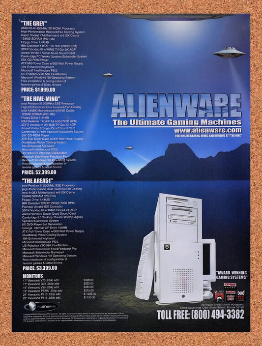 1998 Alienware The Grey Original Advertisement / Retro Wall Art v32