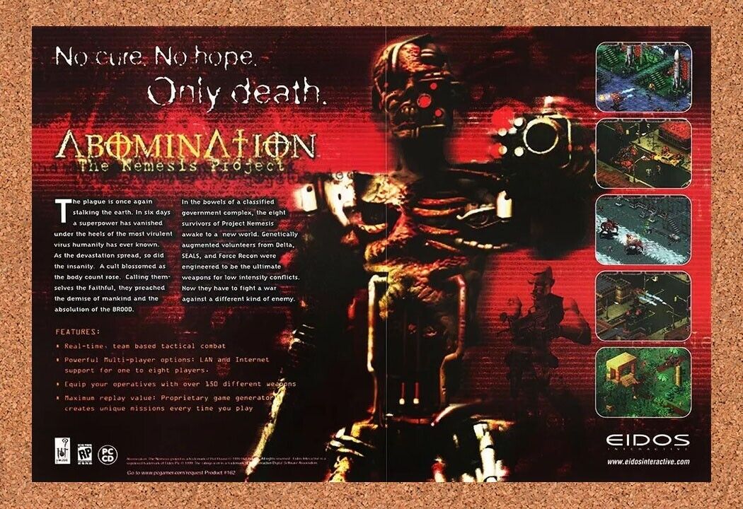 Abomination The Nemesis Project PC Original 2001 Ad Authentic Video Game Promo