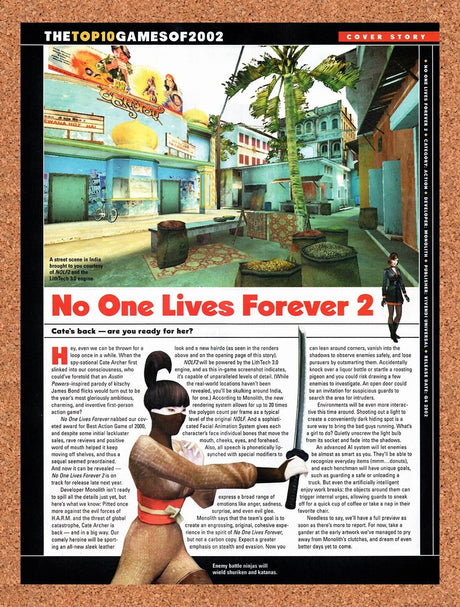 2001 No One Lives Forever 2 PC Review Original Advertisement / Retro Wall Art v5