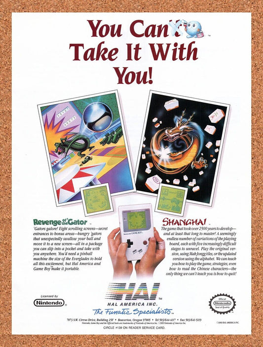 1989 Hal America Game Boy Games Original Advertisement / Retro Wall Art v3