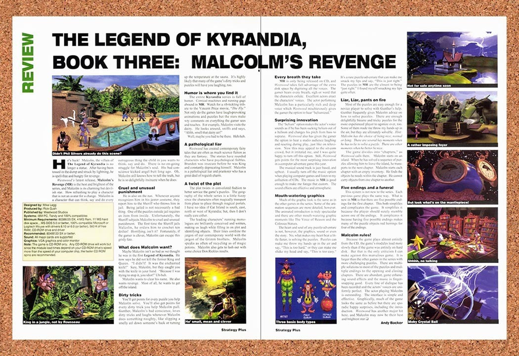 1995 Legend Of Kyrandia PC Original Advertisement / Retro Promo vr1