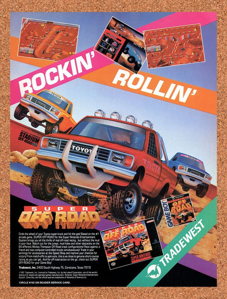 1992 Super Off Road SNES Original Advertisement / Retro Wall Art v1