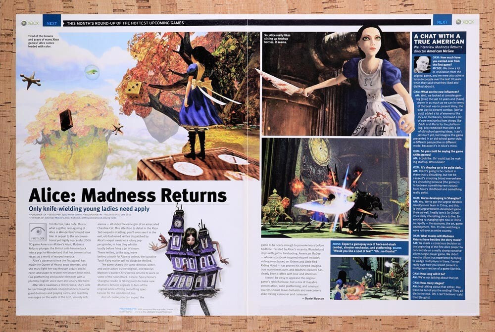 2010 Alice Madness Returns Xbox 360 Review Original Ad / Retro Wall Art v1
