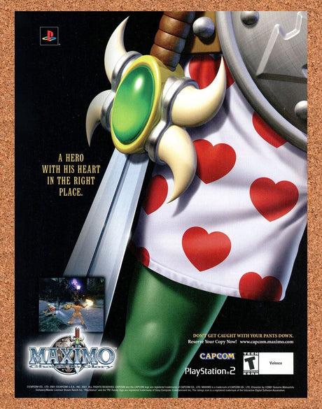 Maximo Ghosts To Glory PS2 Original 2002 Ad Authentic Capcom Video Game Promo