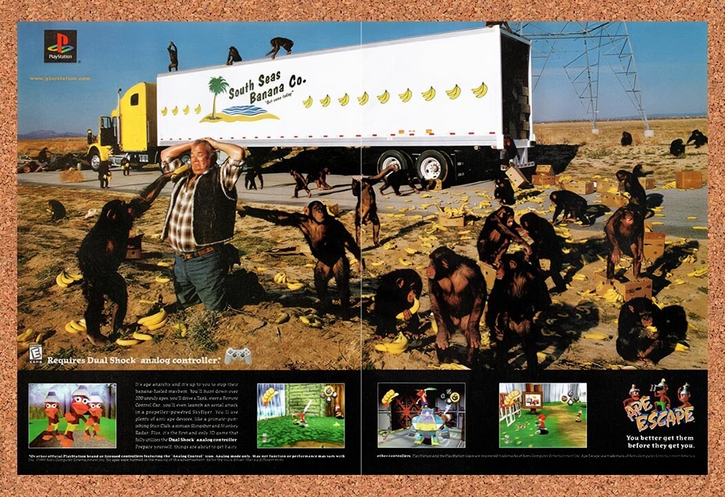 2000 Ape Escape PS1 Original Advertisement / Retro Wall Art v1