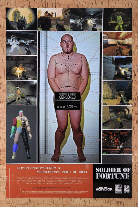 2000 Soldier Of Fortune 1 PC Original Advertisement / Retro Wall Art v1