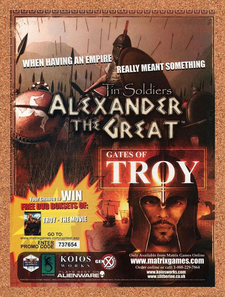 Tin Soldiers Alexander Gates Of Troy PC Original 2007 Ad Video Game Sweepstakes