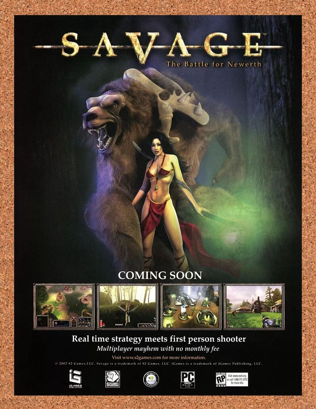Savage Battle For Newerth PC Original 2004 Ad Authentic RPG Video Game Promo v2