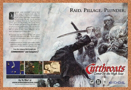 Cutthroats Terror High Seas PC Original 2001 Ad Authentic Video Game Promo