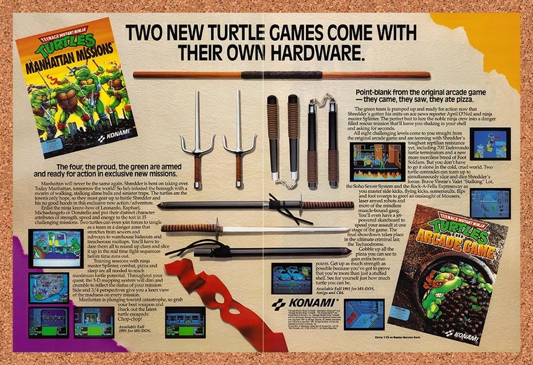 1992 TMNT Manhattan Missions MS-DOS Original Advertisement / Retro Promo v1