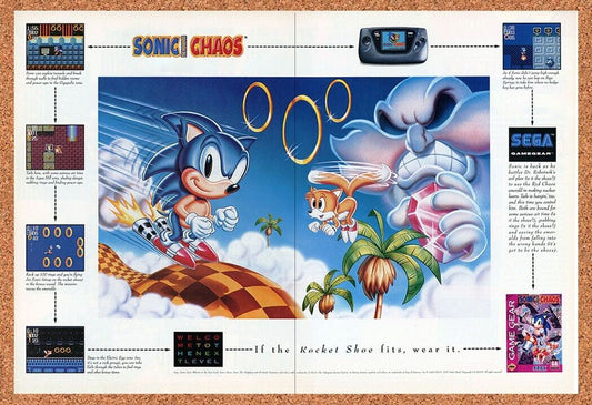 Sonic Chaos Game Gear Original 1993 Ad Authentic Sega Video Game Promo