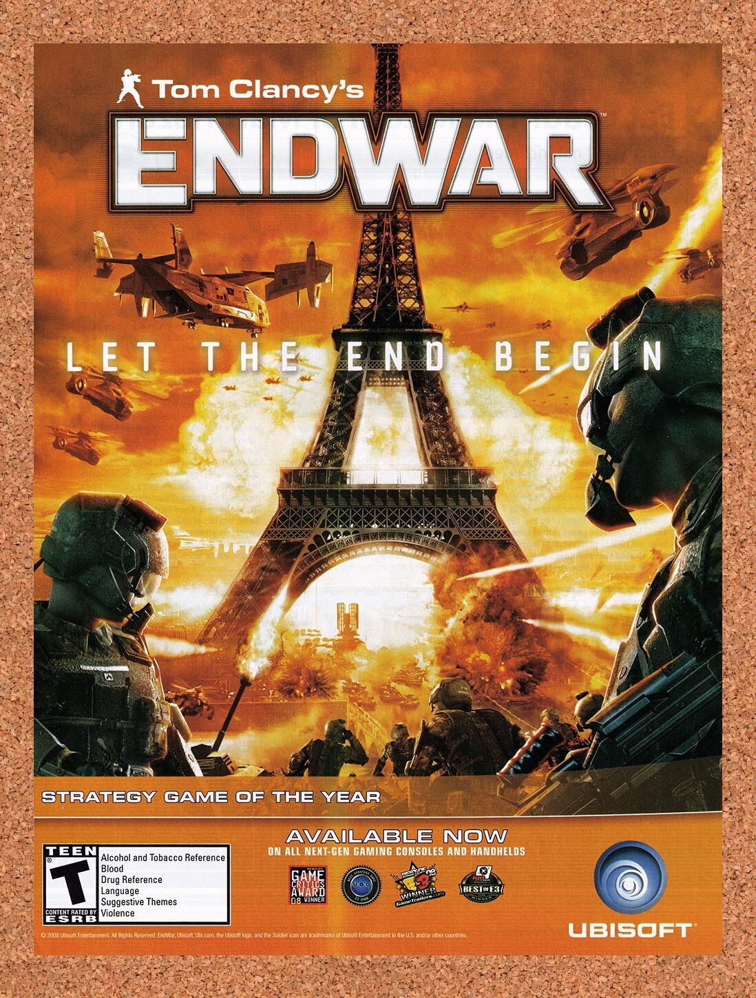 2008 Tom Clancy's EndWar Xbox 360 Original Advertisement / Retro Wall Art v2