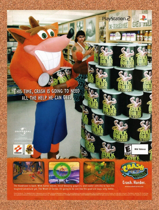 2000 Crash Bandicoot Wrath Of The Cortex PS2 Original Ad / Retro Wall Art v3