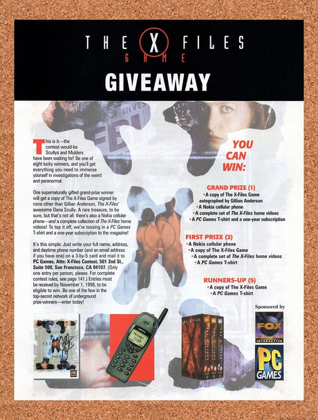 1998 X-Files Game Giveaway Original Advertisement / Retro Wall Art v2