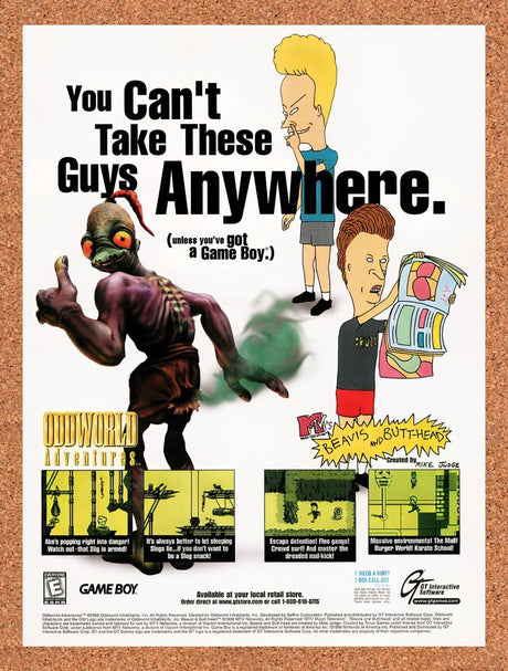 1999 Nintendo Game Boy Games Beavis & Butthead Original Ad / Promo vg3