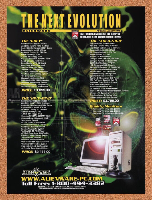 1998 Alienware The Grey Original Advertisement / Retro Wall Art v29