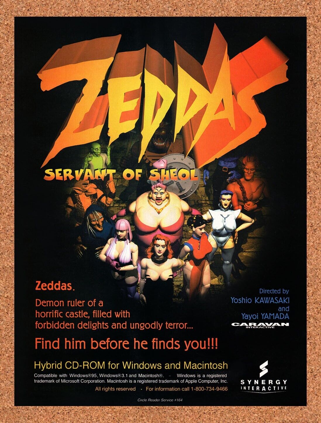 Zeddas Servant Of Sheol PC Original 1995 Vintage Ad - Video Game Promo
