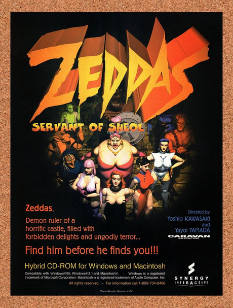 Zeddas Servant Of Sheol PC Original 1995 Vintage Ad - Video Game Promo