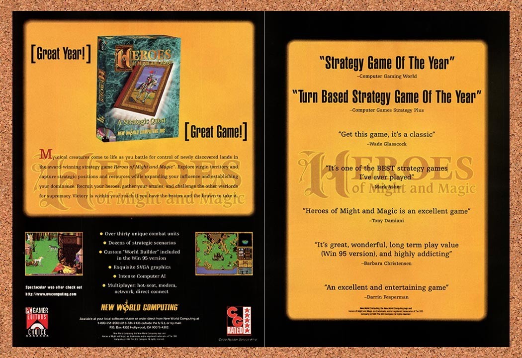1996 Heroes Of Might and Magic PC Original Advertisement / Retro Promo v7