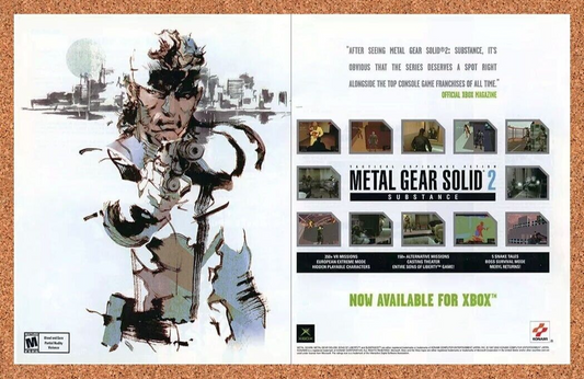 Metal Gear Solid 2 Xbox Substance Original 2002 Ad Authentic PS2 Game Promo