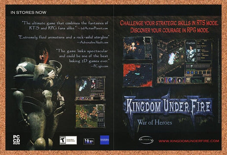Kingdom Under Fire War Heroes PC Original 2003 Ad Authentic Video Game Promo K
