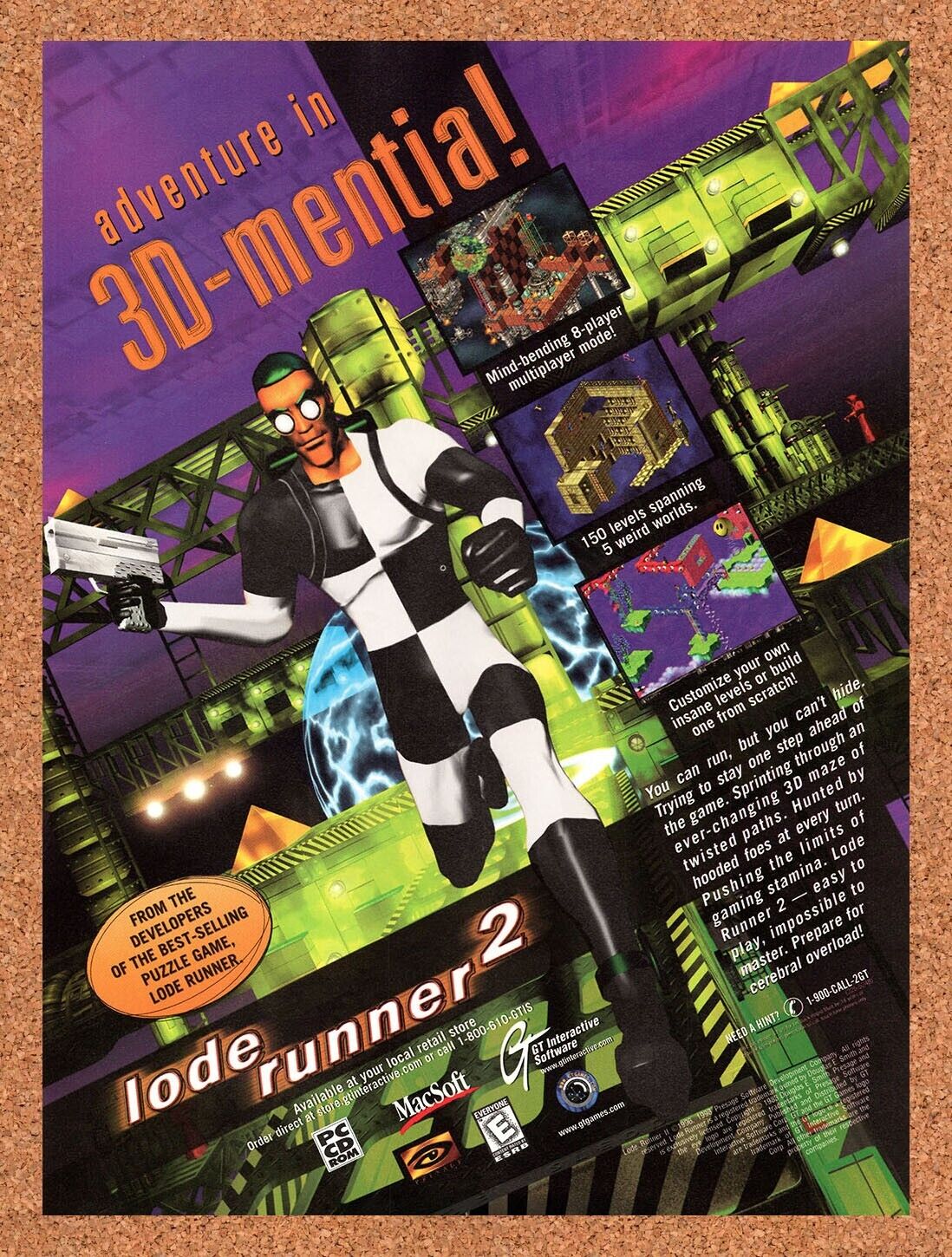 1998 Lode Runner 2 PC Original Advertisement / Retro Wall Art v1