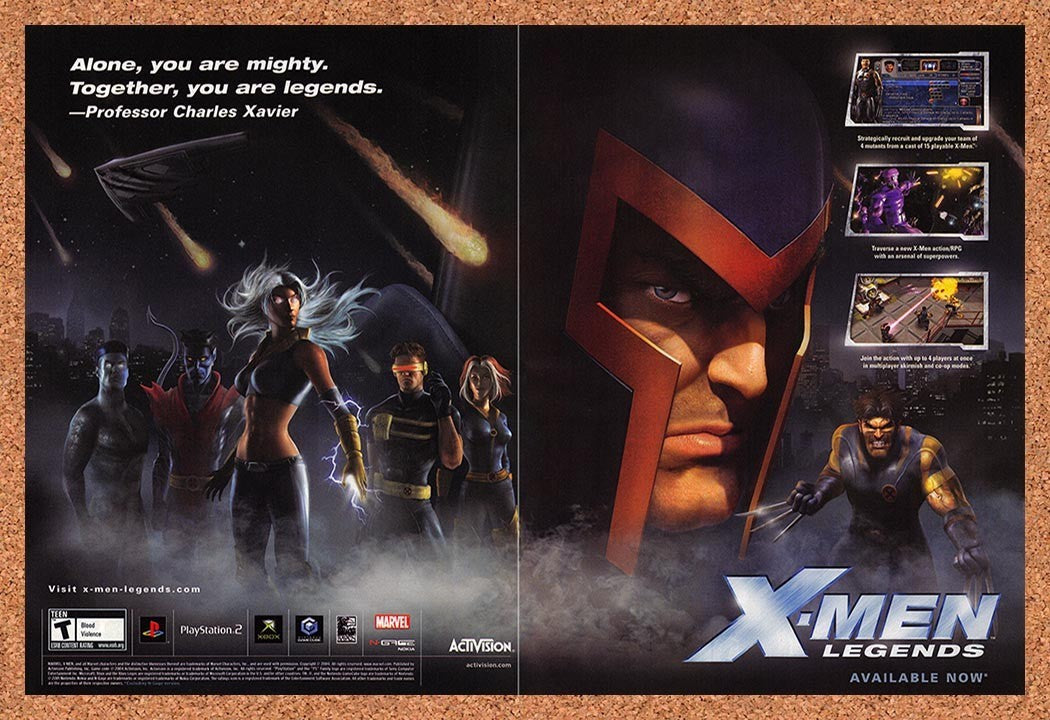2004 X-Men Legends 1 PS2 Original Advertisement / Retro Promo v1