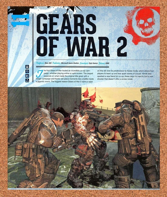 Gears Of War 2 Xbox 360 Original 2012 Ad Authentic Video Game Promo Artwork