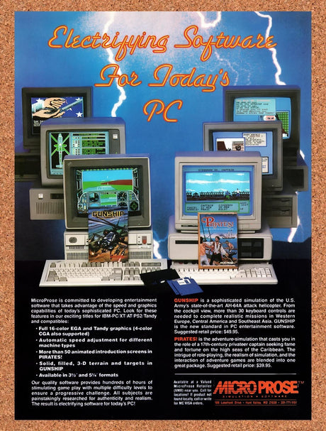 1988 MicroProse IBM Games Original Advertisement / Retro Wall Art v7