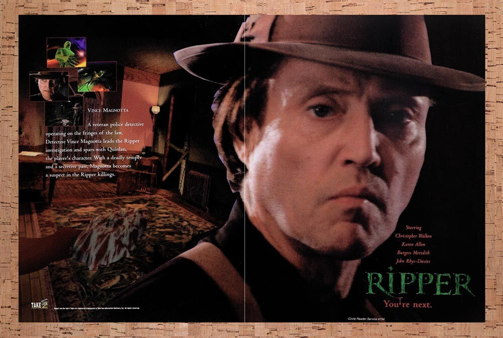 1995 Ripper Interactive PC Game Original Advertisement / Retro Wall Art v1