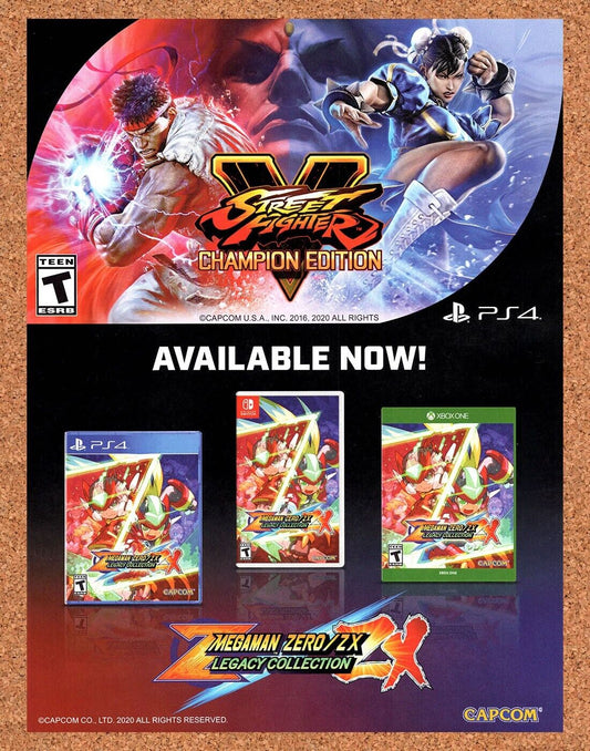 Capcom Games Original 2019 Ad - Mega Man Street Fighter Display Promo