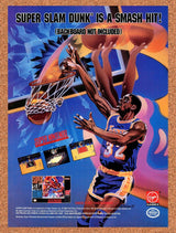 1992 Super Slam Dunk SNES Original Advertisement / Retro Promo v1