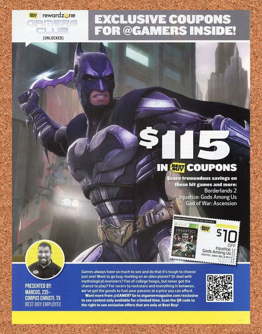 Batman Injustice Xbox 360 Original 2014 Ad Authentic Best Buy Video Game Rebate