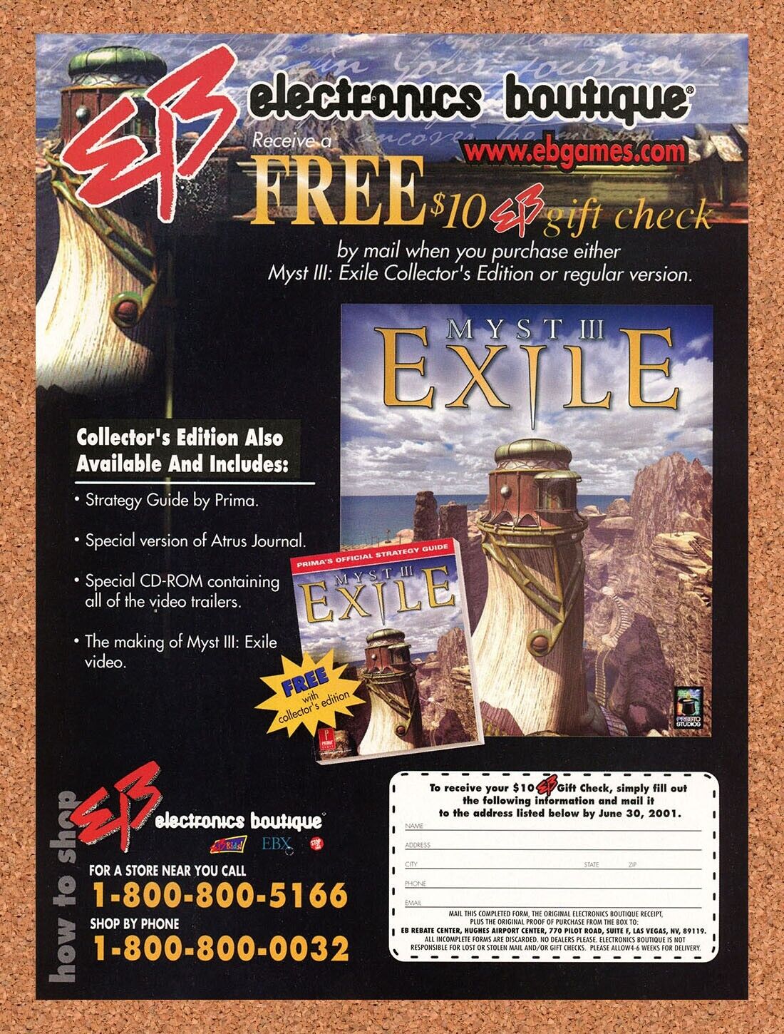 Myst III Exile PC Original 2000 Ad Authentic EB Games Video Game Promo