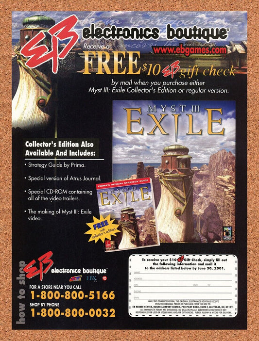 Myst III Exile PC Original 2000 Ad Authentic EB Games Video Game Promo