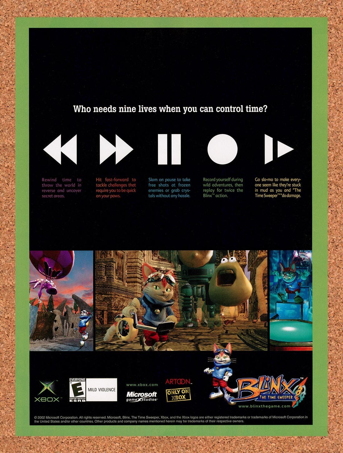 2002 Blinx The Time Sweeper Xbox Original Advertisement / Retro Promo v1