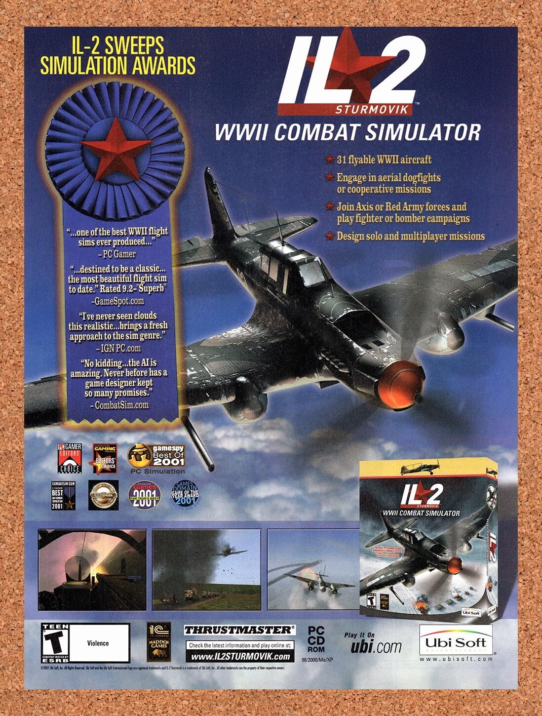 2002 IL 2 Sturmovik WW2 Combat Simulator PC Original Ad / Retro Wall Art v1