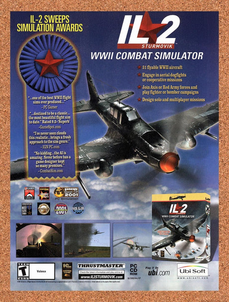 2002 IL 2 Sturmovik WW2 Combat Simulator PC Original Ad / Retro Wall Art v1