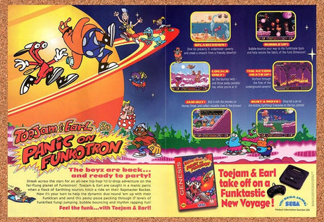 1994 ToeJam & Earl Panic On Funkotron Genesis Original Ad / Retro Wall Art v2