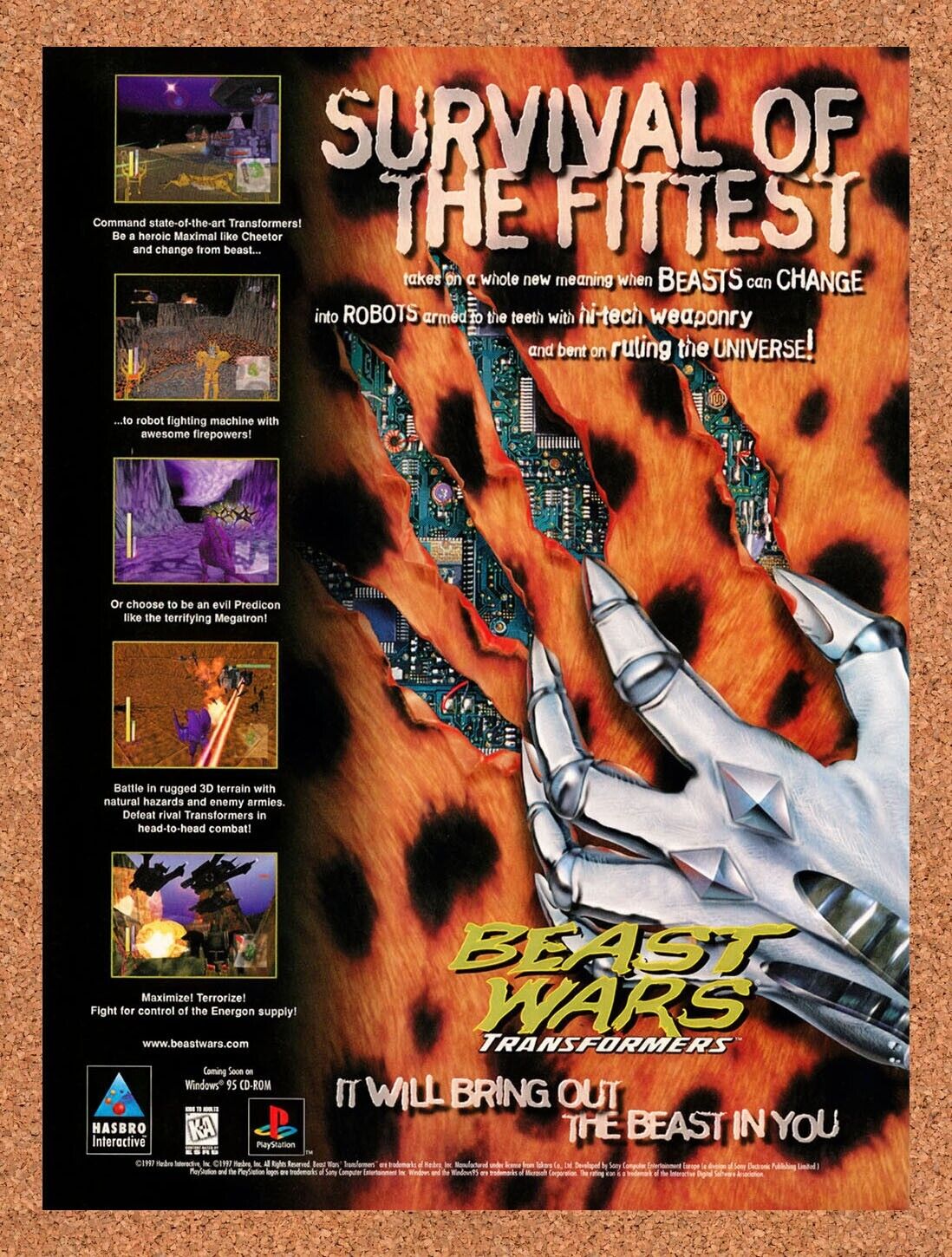 1997 Beast Wars Transformers PS1 Original Advertisement / Retro Wall Art v1