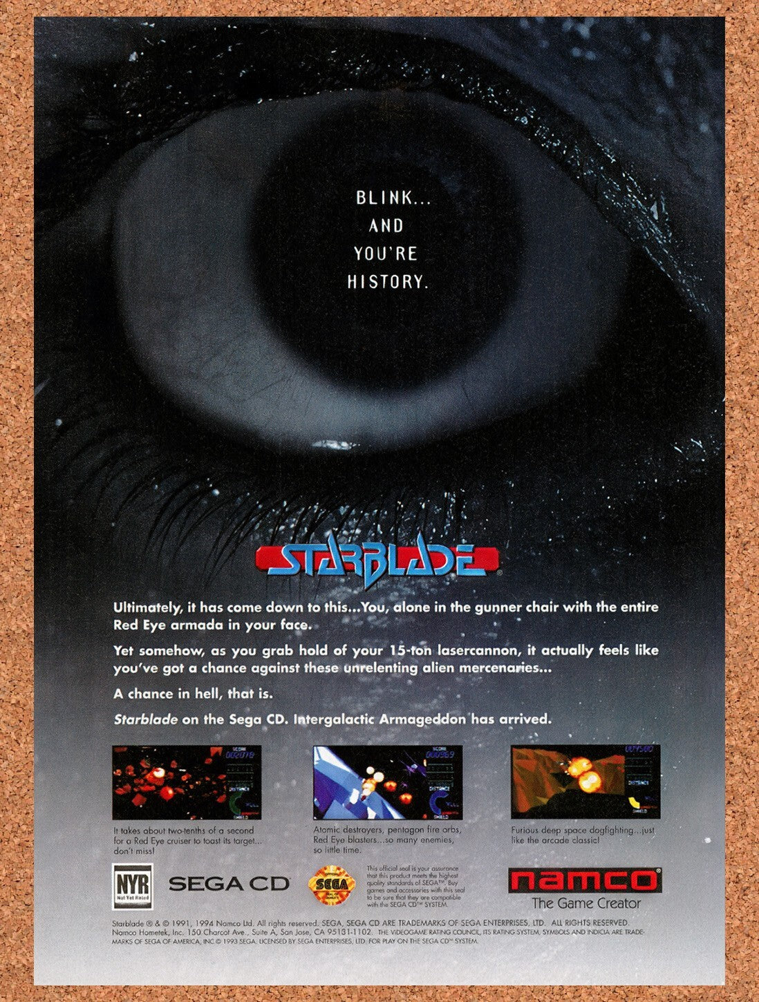 1994 StarBlade Sega CD Original Advertisement / Retro Wall Art v1
