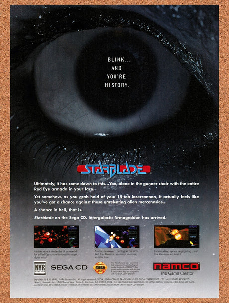 1994 StarBlade Sega CD Original Advertisement / Retro Wall Art v1